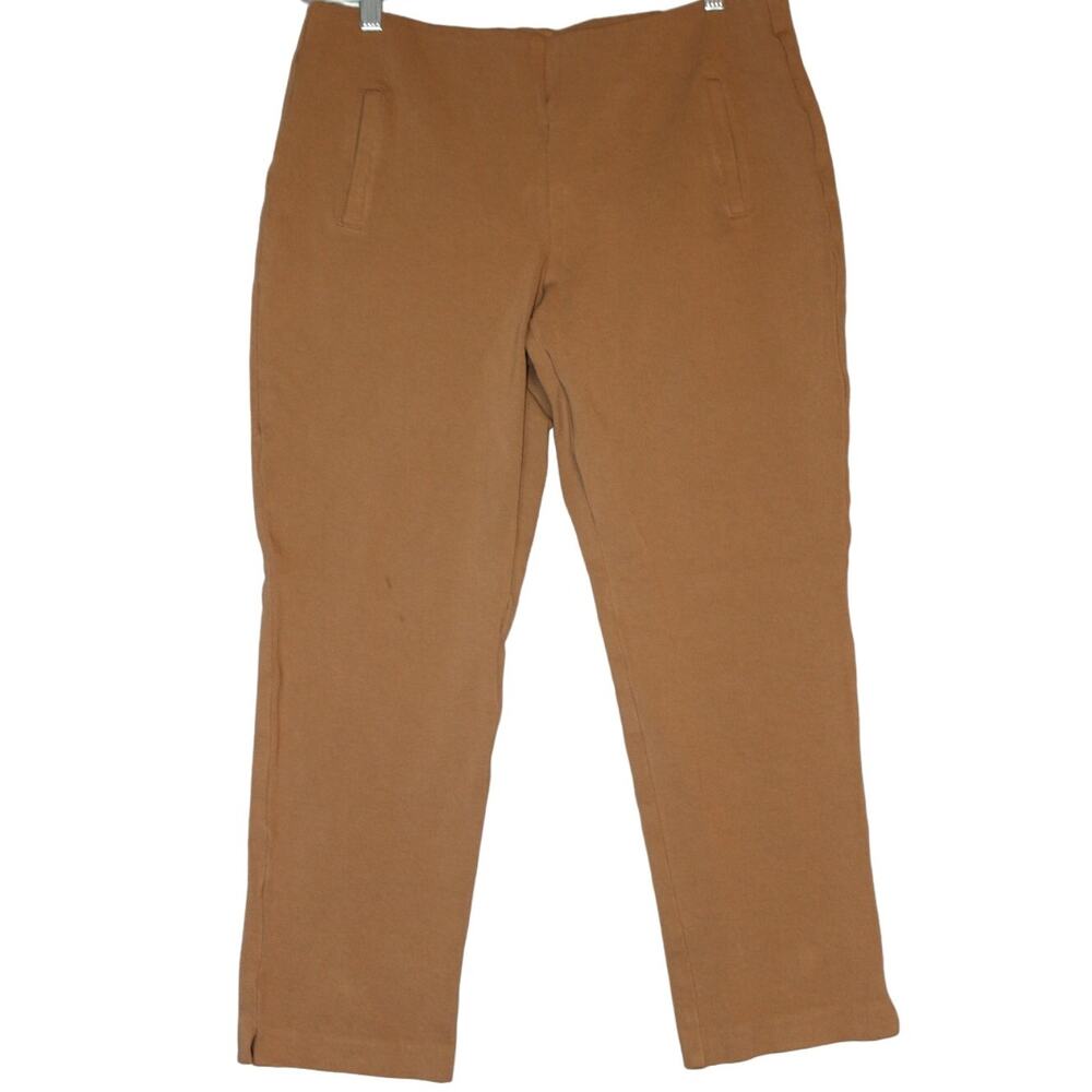 Chico's Camel Tan Brown Ponte Stretch Slim Ankle Pants Size 1.5 Plus21